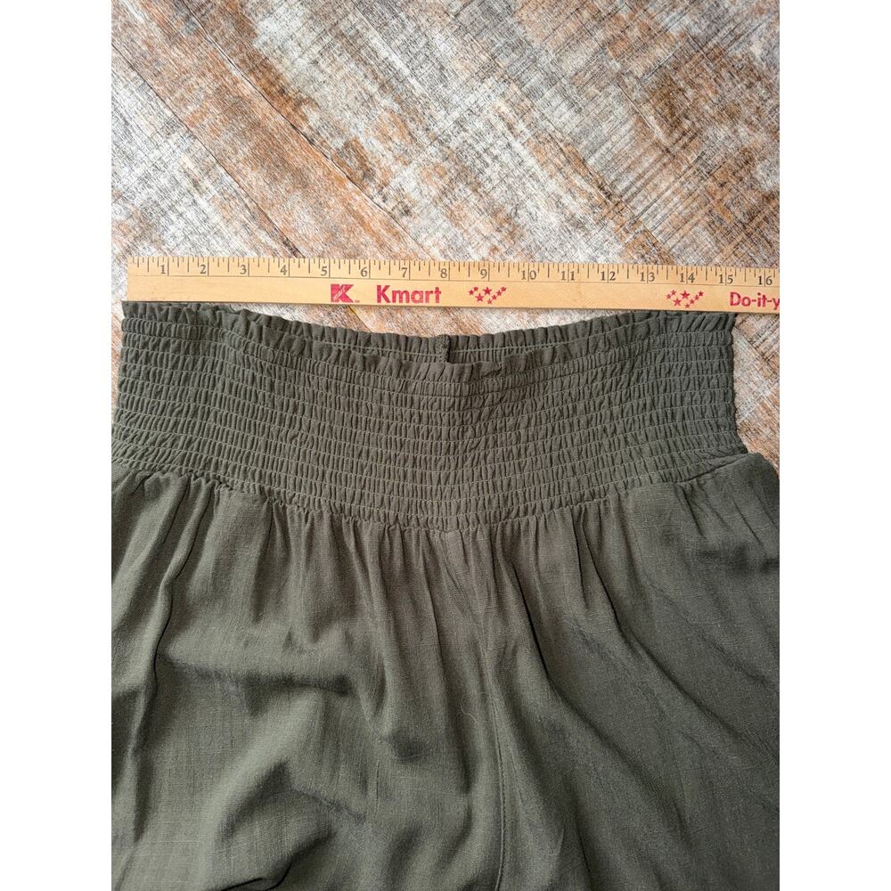 NWT Plus Size Green Stretchy Elastic Smocked Waistband Wide Leg Palazzo Pants 2X - Picture 6 of 7